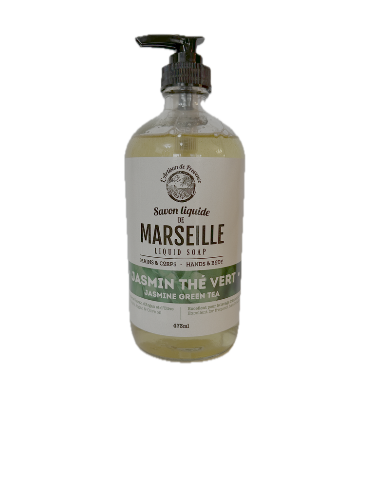 SAVON LIQUIDE DE MARSEILLE JASMIN THÉ-VERT BOUTEILLE EN VERRE 473 ML