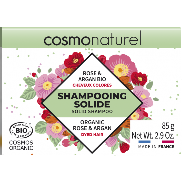 SHAMPOOING SOLIDE CHEVEUX COLORÉS ROSE & ARGAN BIO