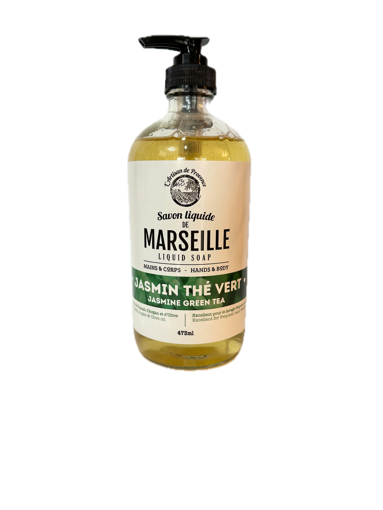 SAVON LIQUIDE DE MARSEILLE JASMIN THÉ-VERT BOUTEILLE EN VERRE 473 ML