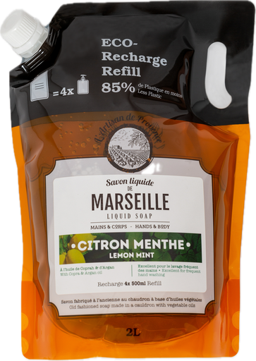 Marseille Liquid Soap Lemon-Mint Refill 2L