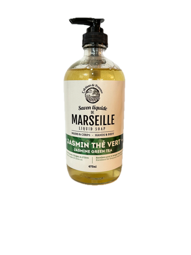 SAVON LIQUIDE DE MARSEILLE JASMIN THÉ-VERT BOUTEILLE EN VERRE 473 ML