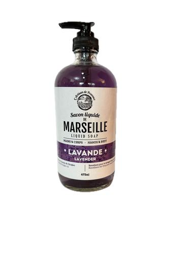 SAVON LIQUIDE DE MARSEILLE LAVANDE BOUTEILLE EN VERRE 473 ML 